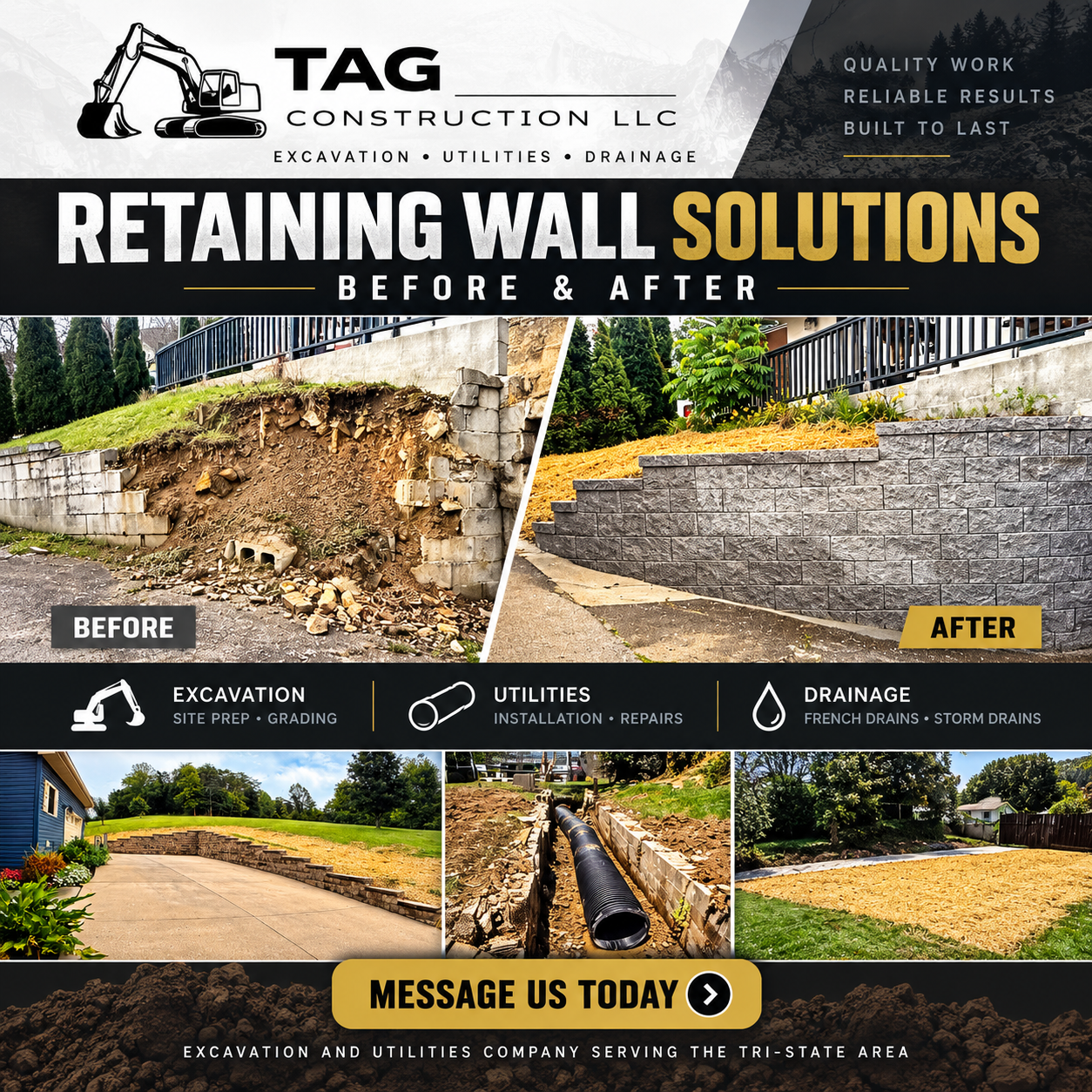 Construction before and after marketing concept